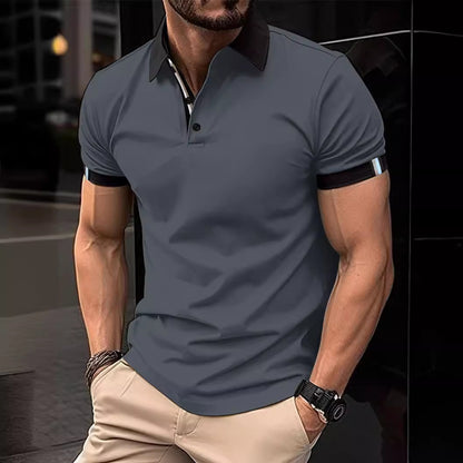 Men's Casual Button Solid Color Short Sleeves