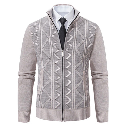 Men's autumn and winter warm trend line stand collar knitted cardigan sweater coat 11~15days