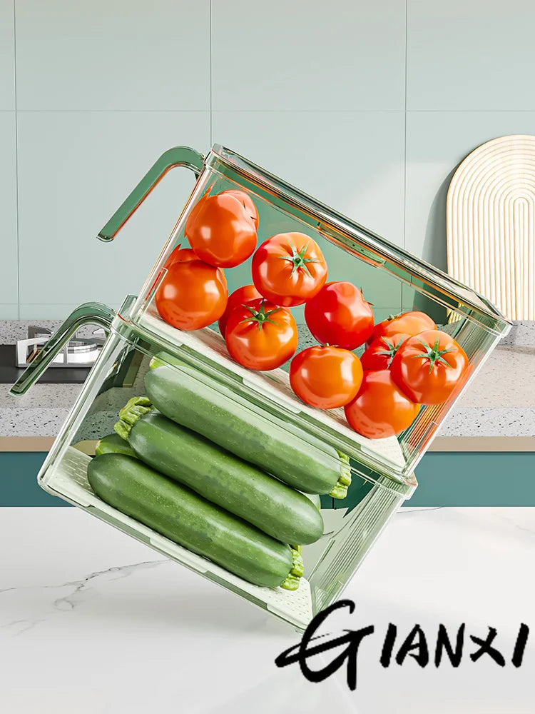 GIANXI Refrigerator Storage Box Food-grade Kitchen Special Storage Box Food Fruit And Vegetable Fresh-keeping Box 9~13days