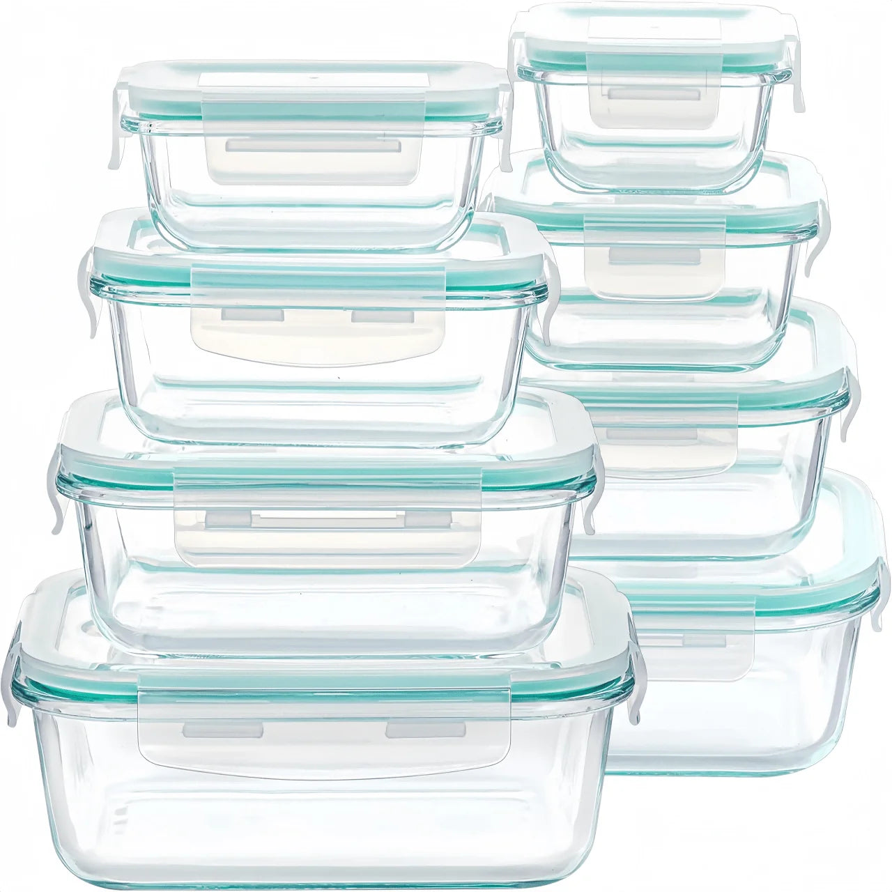 16pcs Airtight Glass Food Storage Containers, Outdoor Picnic, Lunch Box, Microwave, Oven - Perfect For Salads, Fruits, 4~12days