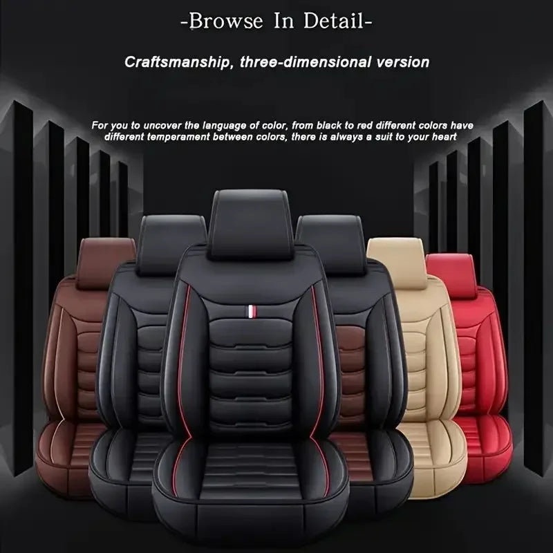 JHLU Universal Car Seat Cover 5-Seat Car Seat Covers Faux Leather Full Set Waterproof for All Car Models Auto Accessories 2~8days