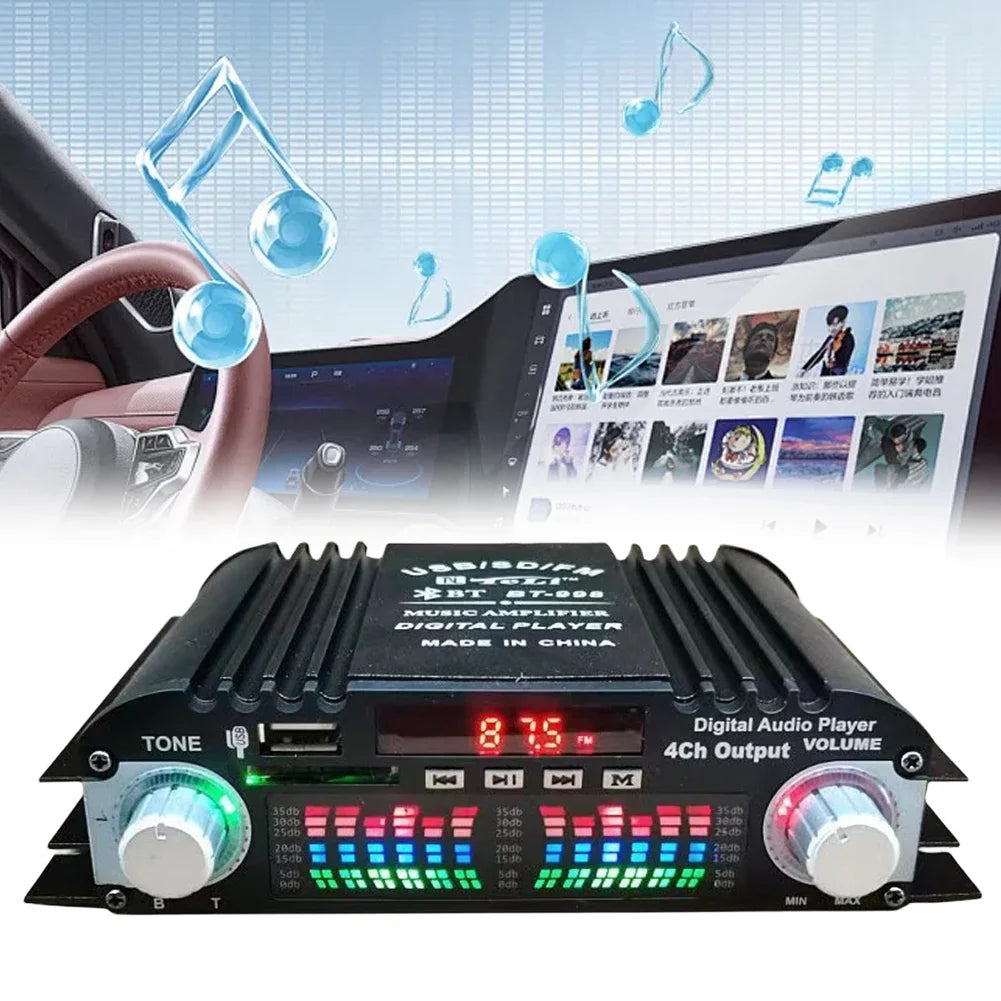 1600W Peak Power HiFi Sound Amplifier Digital 4 Channel Audio Amplifier Bluetooth Karaoke Player FM Radio Support Remote Control 7~10days