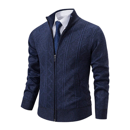 Men's autumn and winter warm trend line stand collar knitted cardigan sweater coat 11~15days