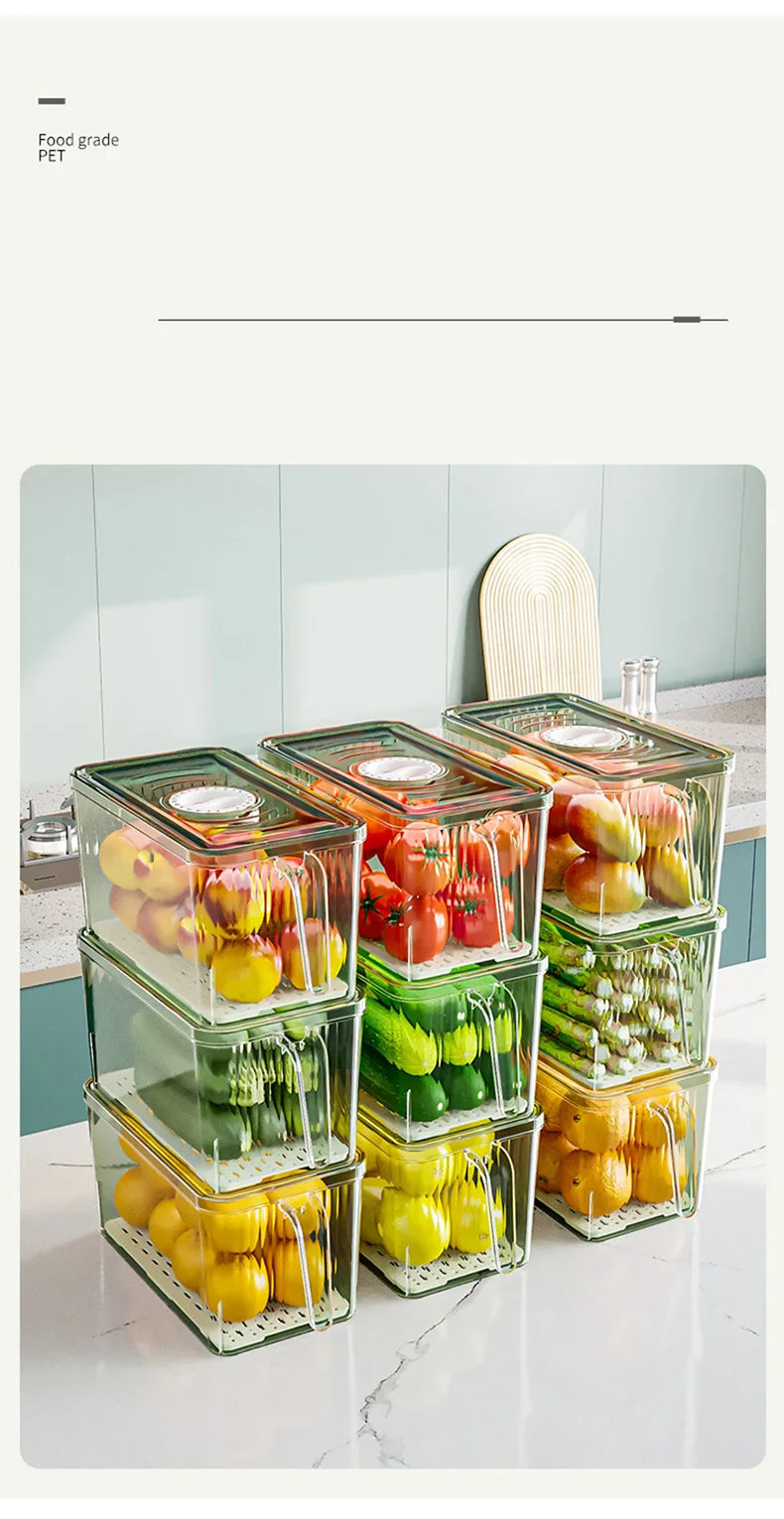 GIANXI Refrigerator Storage Box Food-grade Kitchen Special Storage Box Food Fruit And Vegetable Fresh-keeping Box 9~13days