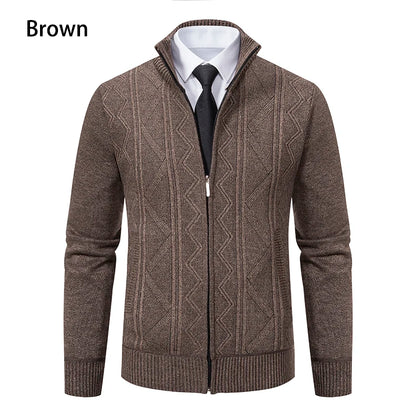 Men's autumn and winter warm trend line stand collar knitted cardigan sweater coat 11~15days