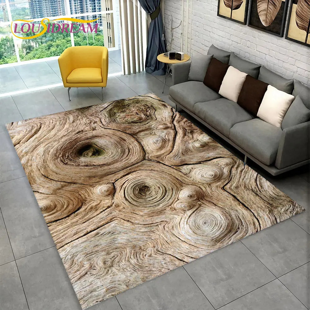 3D Wood Grain Retro Area Rug Large, Non-slip Floor Mat 7~16days