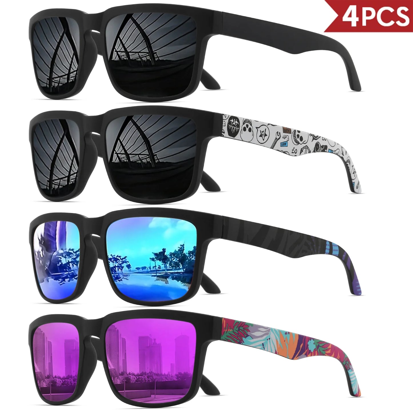 4PCS Square Sports Sunglasses 9~13days