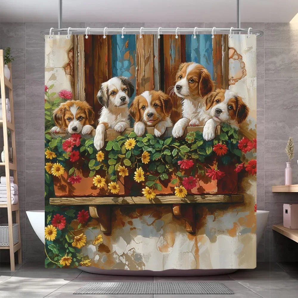 Funny Dog Shower Curtain 7~10days