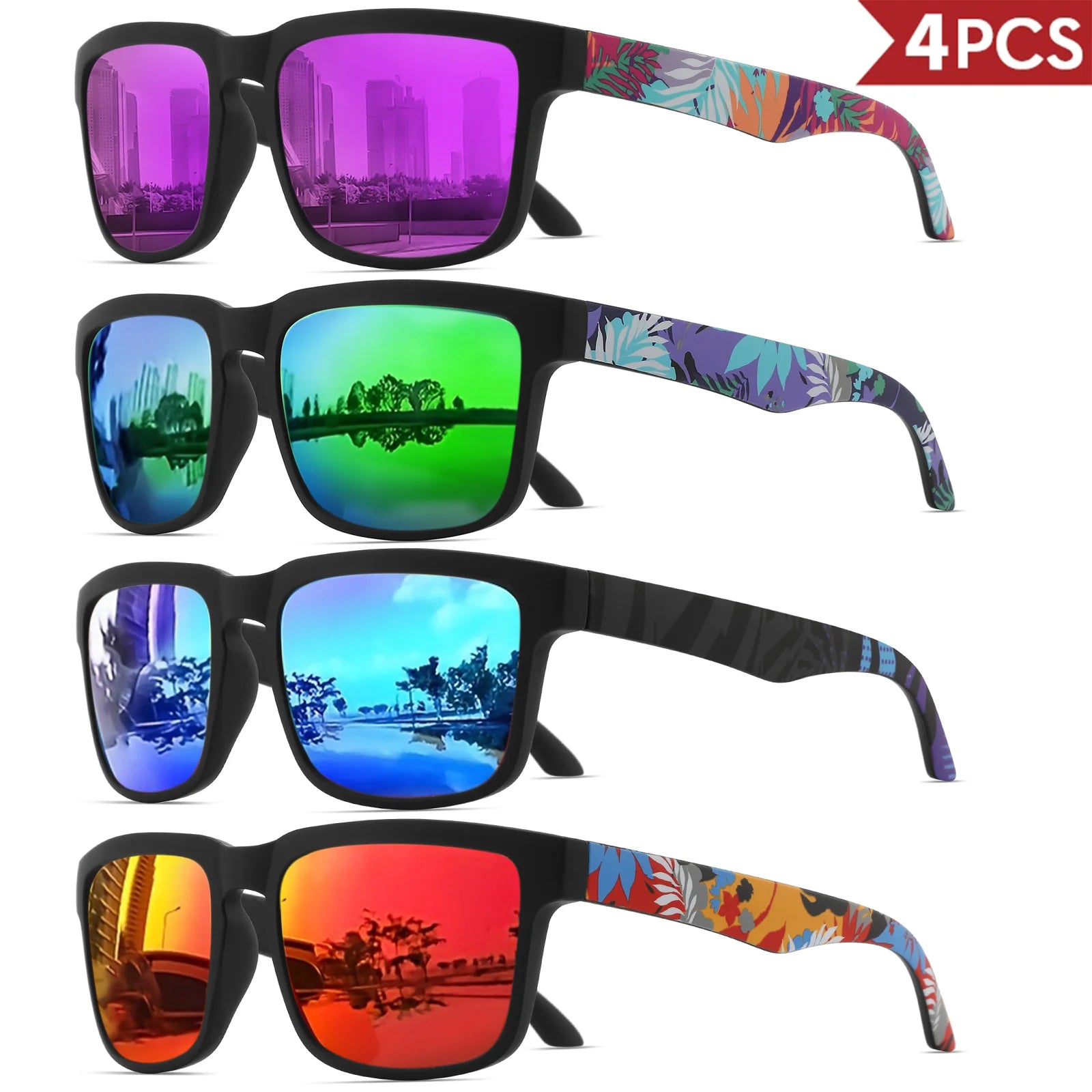 4PCS Square Sports Sunglasses 9~13days