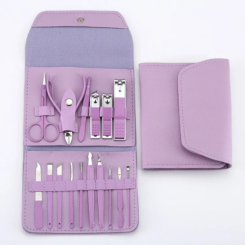 16pcs Nail Cutter Set Stainless Steel Nail Clippers Set With Folding Bag Manicure Cutter Kits Scissors Beauty Tool 9~13days