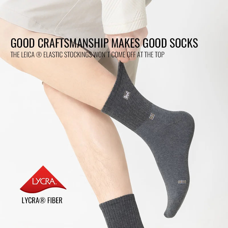 100% Pure Cotton Antibacterial Anti Odor Crew Socks Men 7~15days