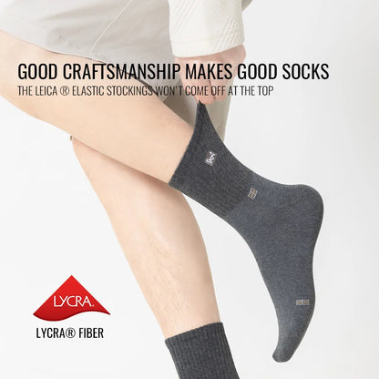 100% Pure Cotton Antibacterial Anti Odor Crew Socks Men 7~15days