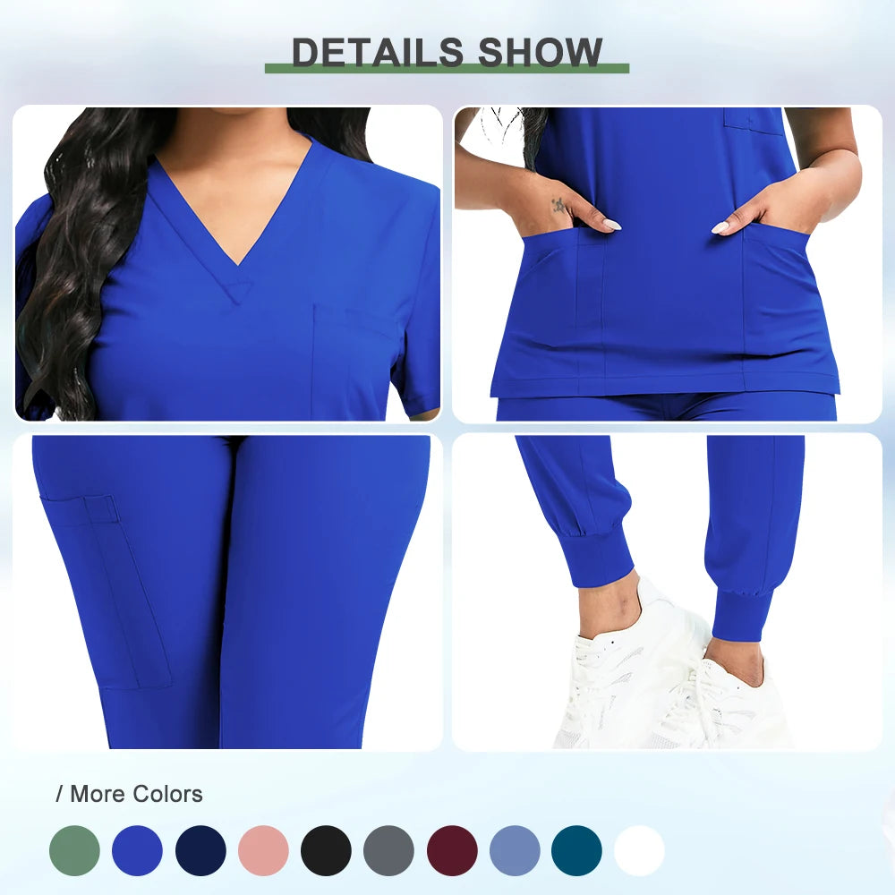 Scrubs Women Beauty SPA Uniform Pet Clinic Store Veterinary Dentistry Work Clothes Set 9~13days