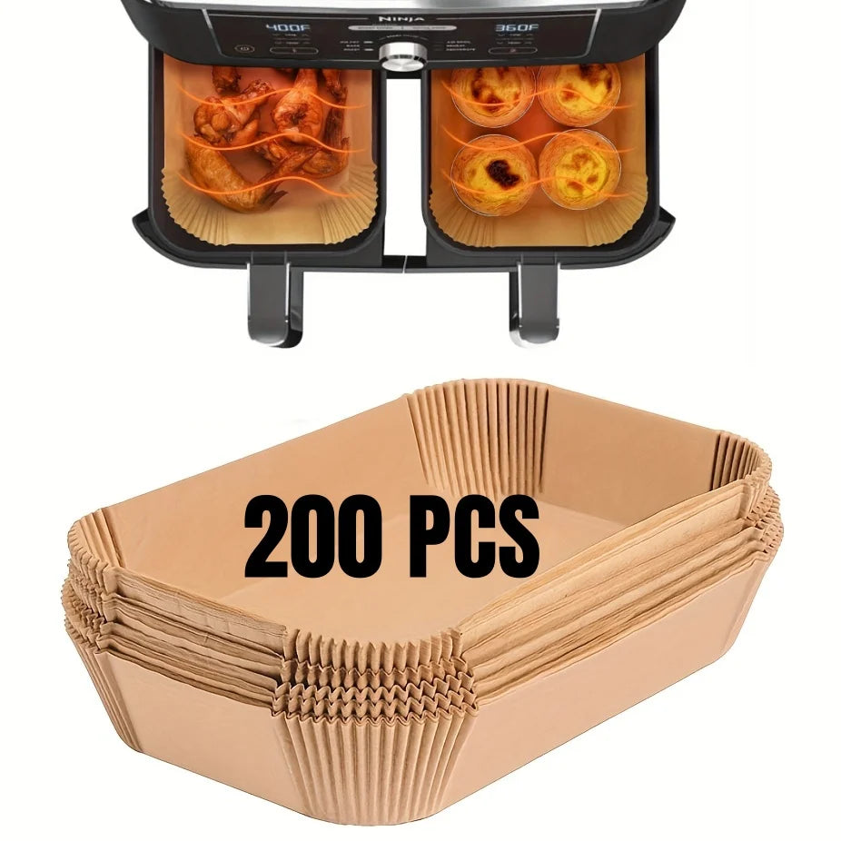 Air Fryer Paper Liners Disposable Oil-Proof Waterproof Baking Paper Round Square And Rectangle Parchment Kitchen Party Supplies 5~12days