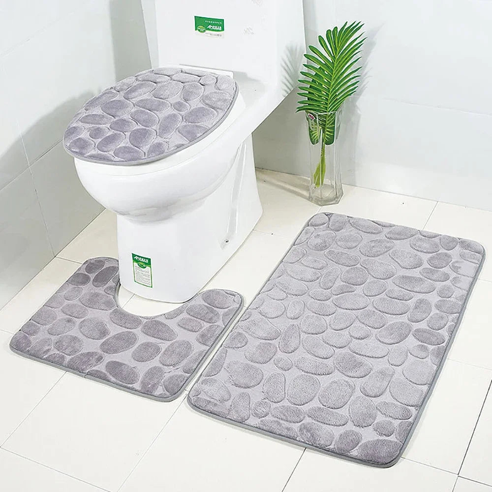 Set of 3 Bathroom Bath  Cobblestone Mat Set Cobblestone 9~13days