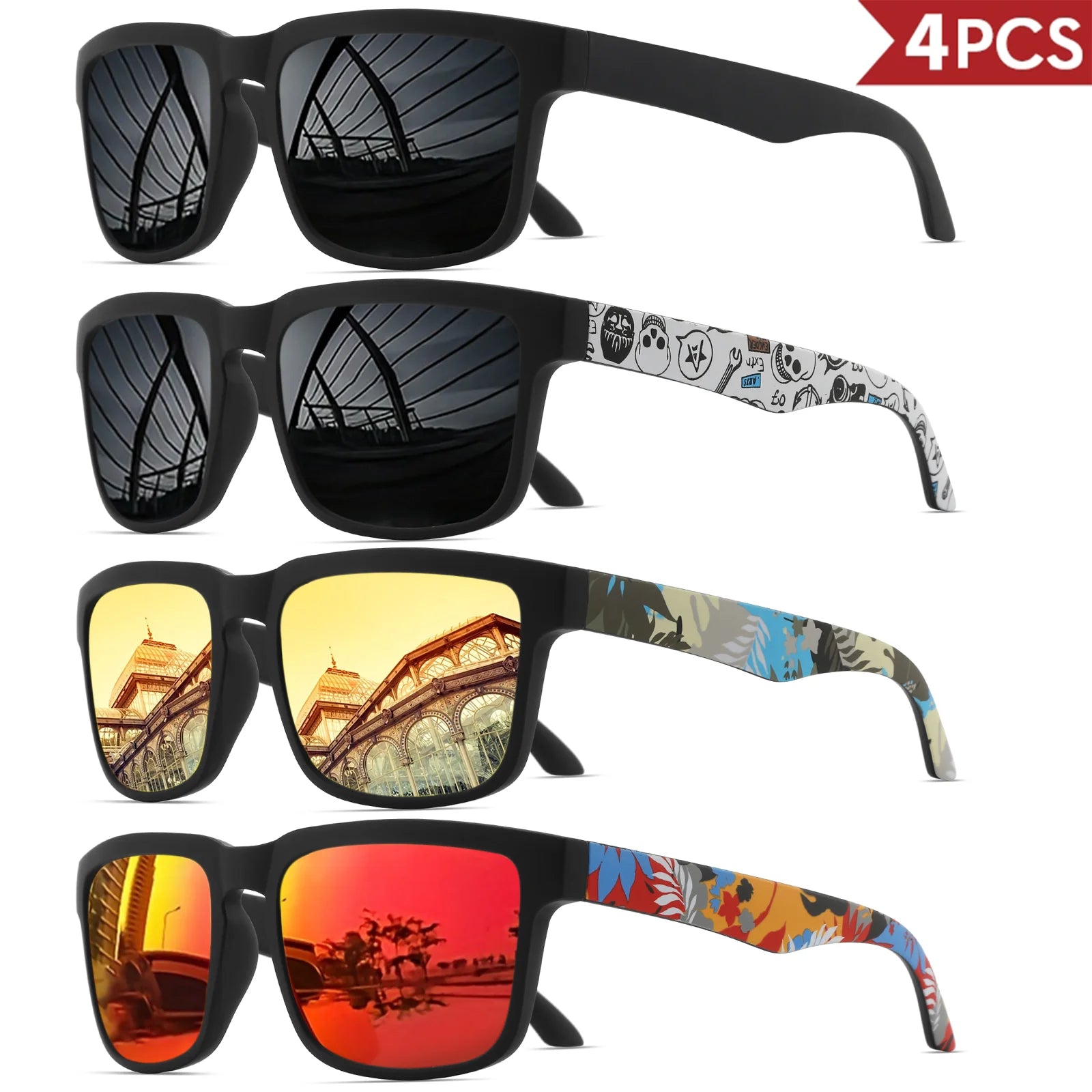 4PCS Square Sports Sunglasses 9~13days