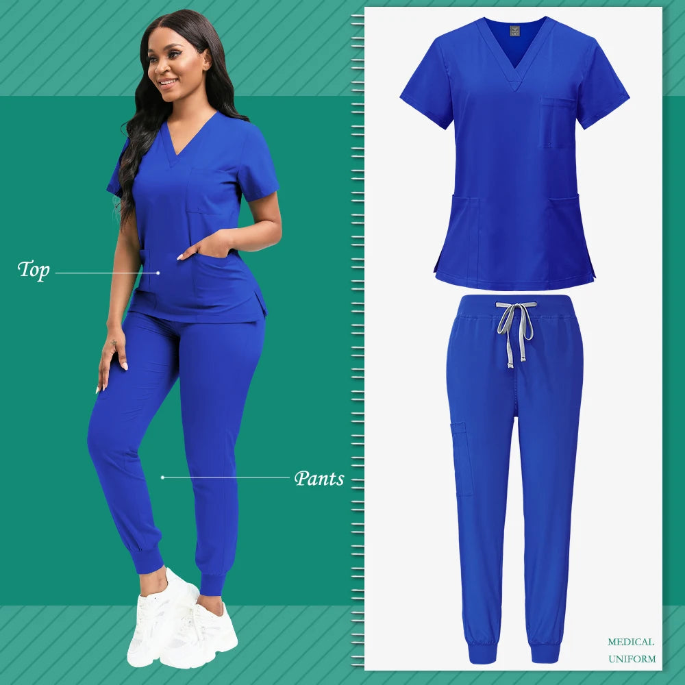Scrubs Women Beauty SPA Uniform Pet Clinic Store Veterinary Dentistry Work Clothes Set 9~13days