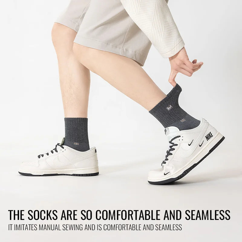 100% Pure Cotton Antibacterial Anti Odor Crew Socks Men 7~15days