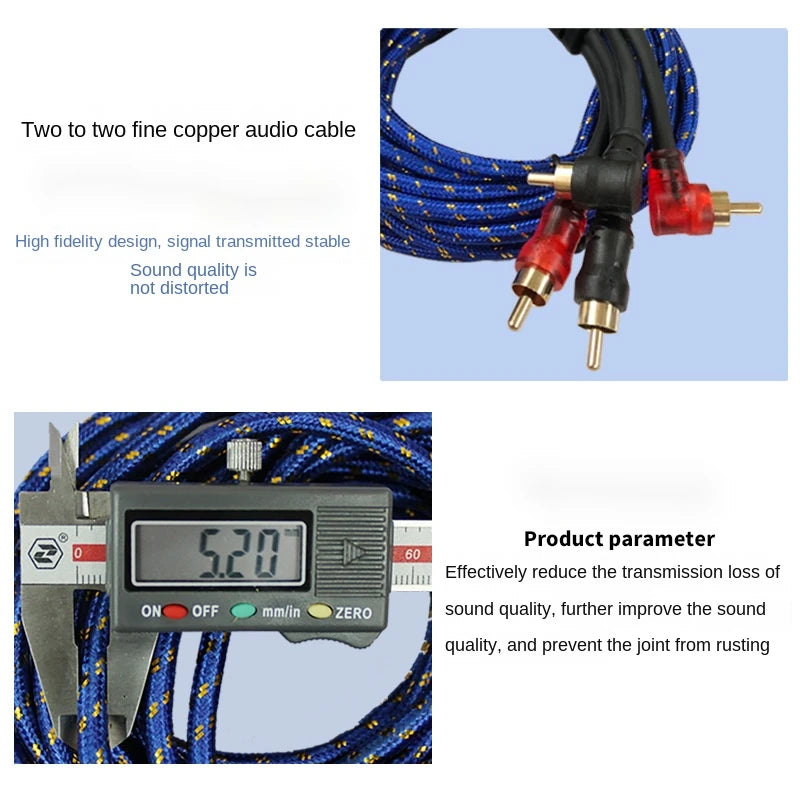 Automotive pure copper audio cable car audio system modification subwoofer amplifier 2 RCA to 2 RCA wire signal cable 7~10days