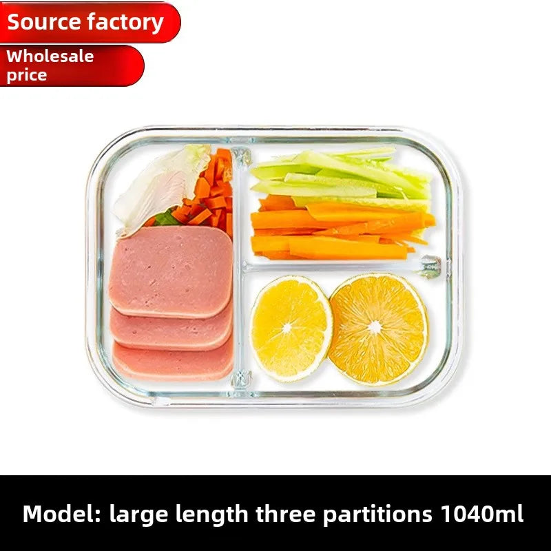 Glass Lunch Box Sealed Fresh-Keeping Box with Lid Portable Student Picnic Box Microwave-Heated Special Food Container Bento Box 5~9days