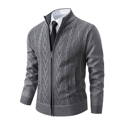 Men's autumn and winter warm trend line stand collar knitted cardigan sweater coat 11~15days