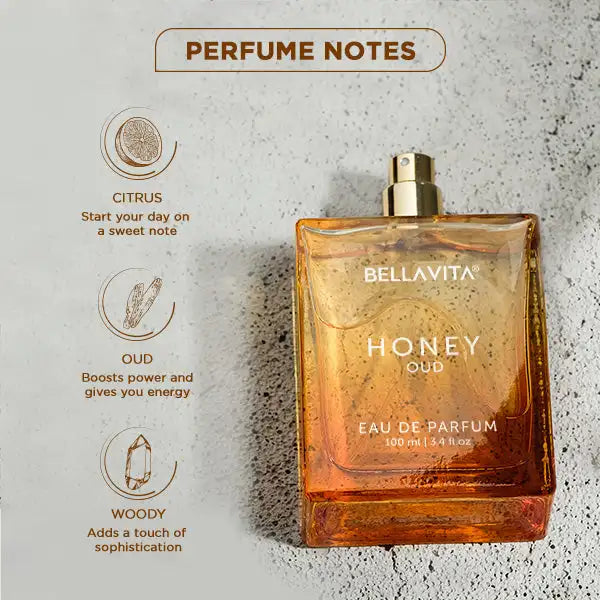 Bella Vita Luxury Honey Oud Eau De Parfum Unisex Perfume for Men & Women with Patchouli, Vanilla, Bergamot | Floral, Spicy EDP Fragrance Scent, 100 Ml 4~11days