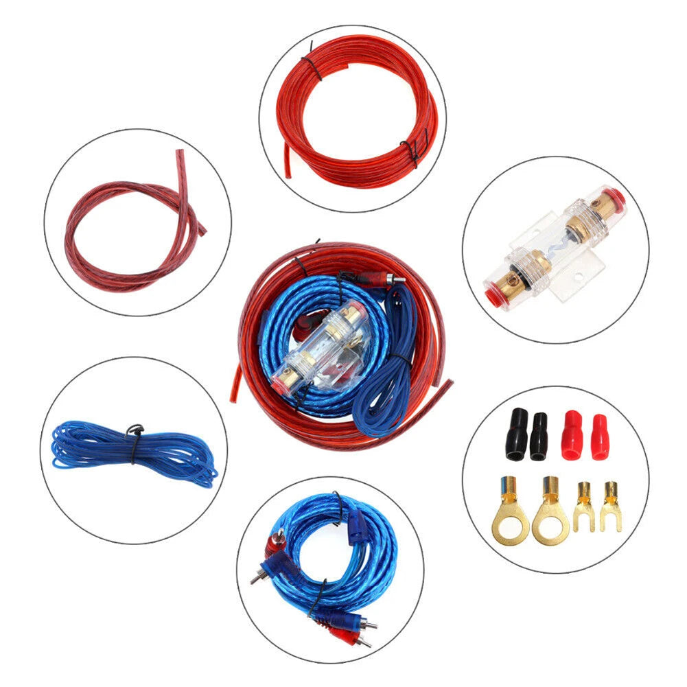 1500W Car Audio Speakers Wiring Kit 8GA 60AMP Subwoofer Power Amplifier AMP Wiring Fuse Holder Wire Cable for Car Modification 7~10days