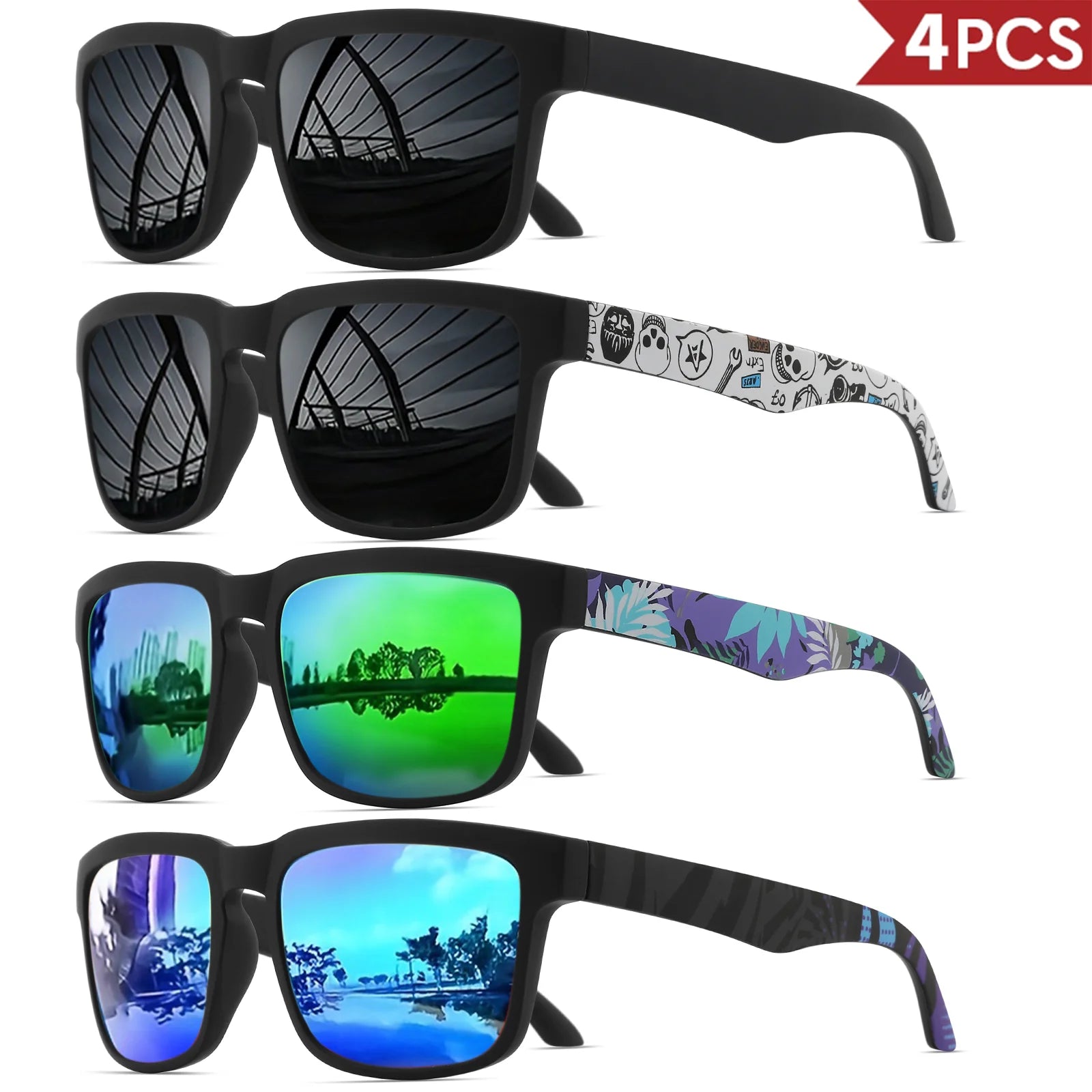4PCS Square Sports Sunglasses 9~13days