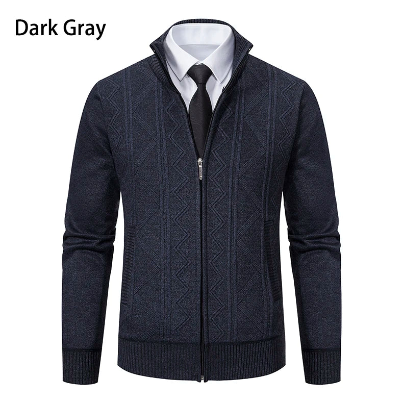 Men's autumn and winter warm trend line stand collar knitted cardigan sweater coat 11~15days