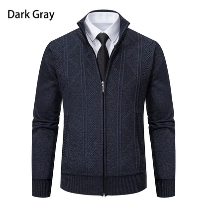 Men's autumn and winter warm trend line stand collar knitted cardigan sweater coat 11~15days