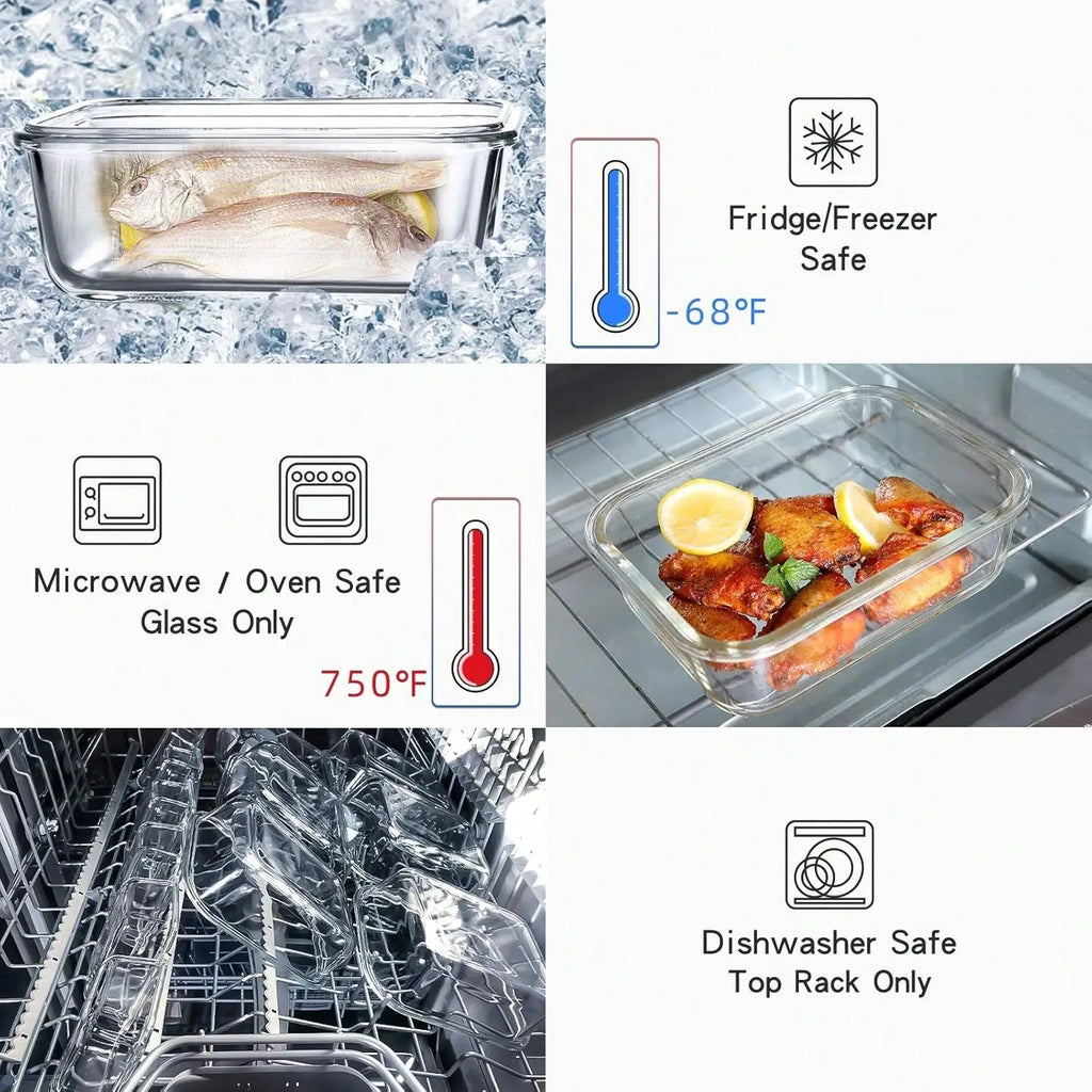 10 Pack Glass Meal Prep Containers, Food Storage Containers With Lids Airtight, Glass Lunch Boxes, Microwave, Oven, Freezer And Dishwasher 4~10days