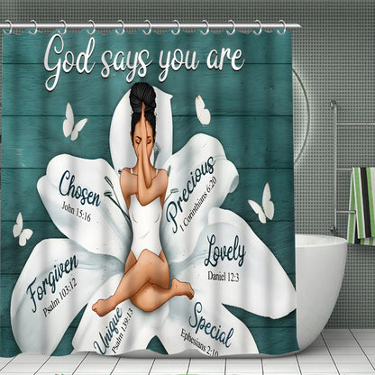 God Says, 1/4 Piece Shower Curtain Set,11~15days