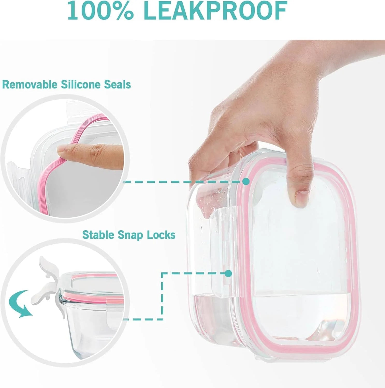 16pcs Airtight Glass Food Storage Containers, Outdoor Picnic, Lunch Box, Microwave, Oven - Perfect For Salads, Fruits, 4~12days