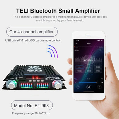 1600W Peak Power HiFi Sound Amplifier Digital 4 Channel Audio Amplifier Bluetooth Karaoke Player FM Radio Support Remote Control 7~10days