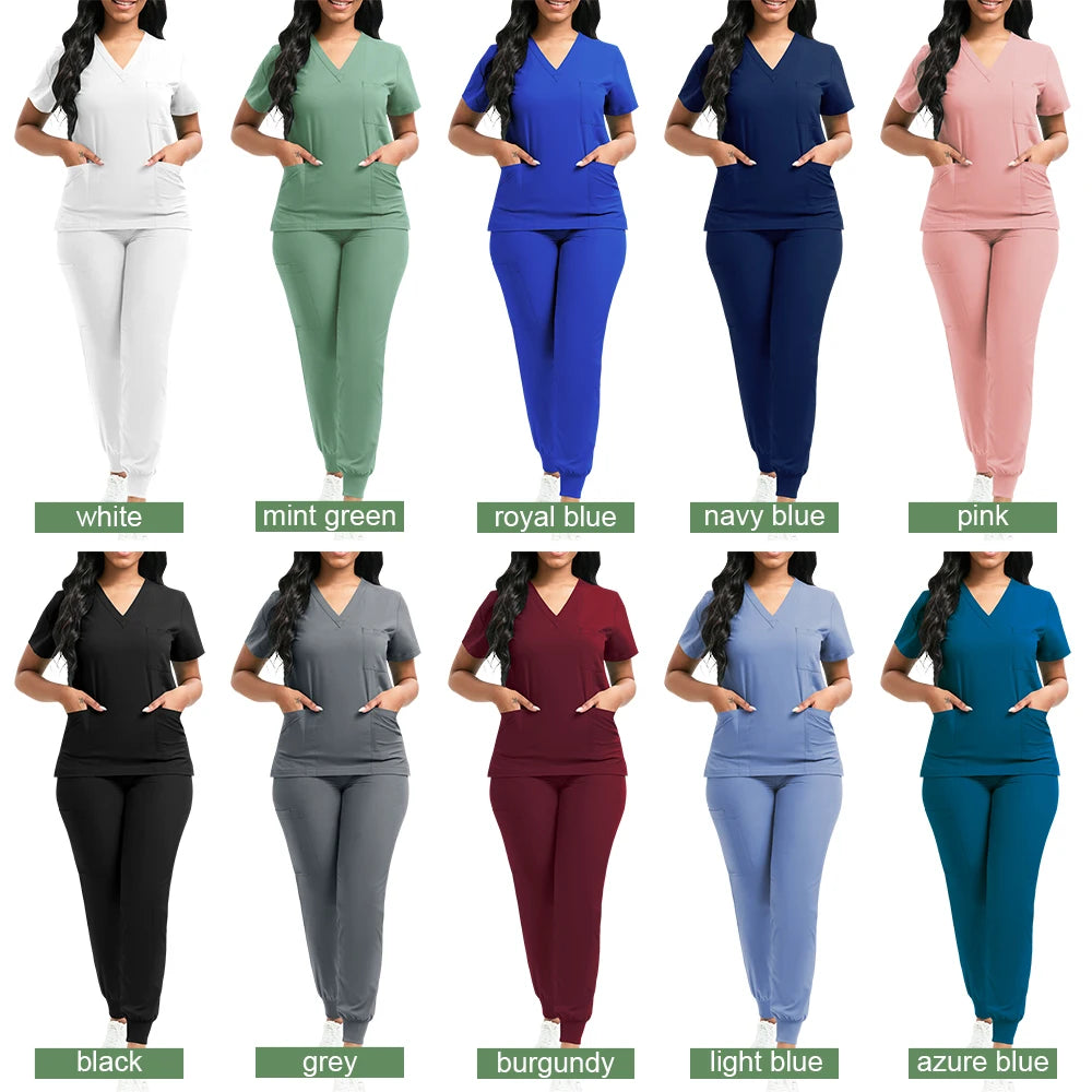 Scrubs Women Beauty SPA Uniform Pet Clinic Store Veterinary Dentistry Work Clothes Set 9~13days