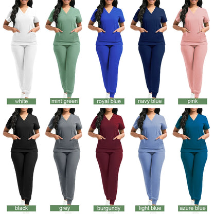 Scrubs Women Beauty SPA Uniform Pet Clinic Store Veterinary Dentistry Work Clothes Set 9~13days