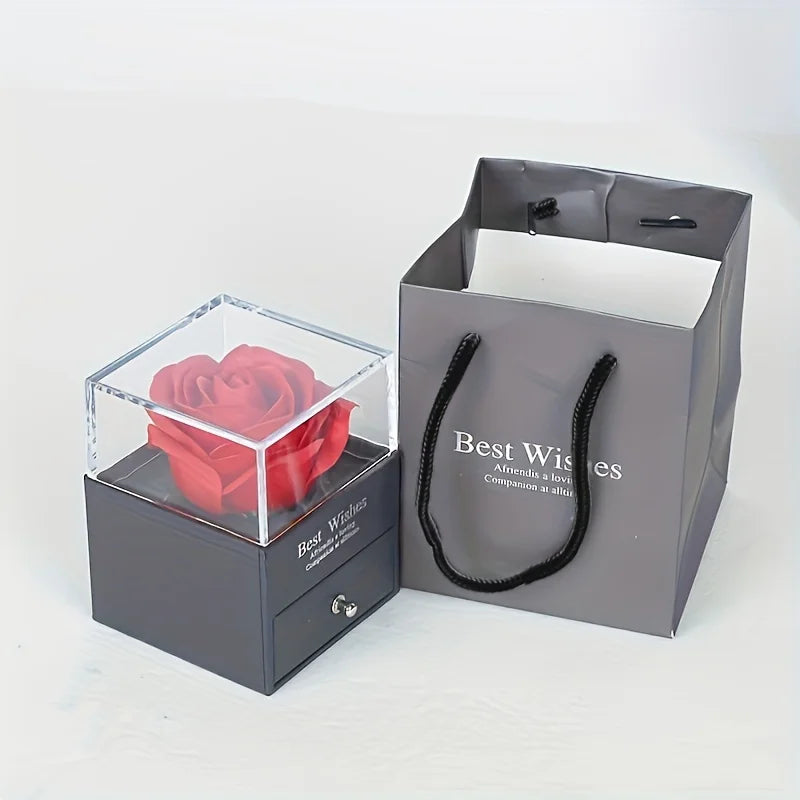 Luxury Red Zircon Heart Necklace With Rose Flower Gift Box 7~10days