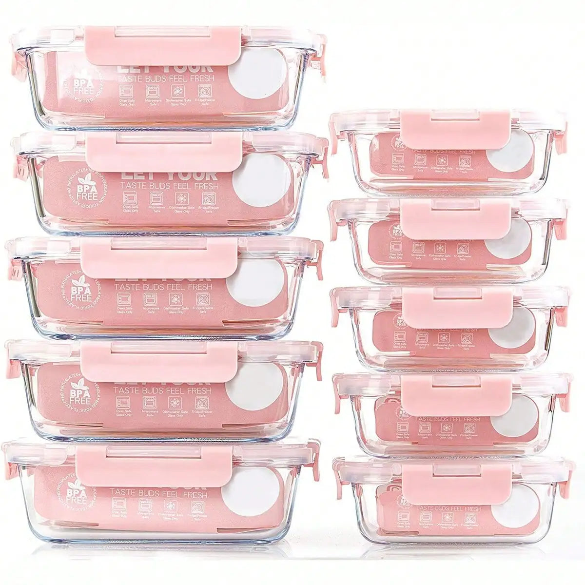 10 Pack Glass Meal Prep Containers, Food Storage Containers With Lids Airtight, Glass Lunch Boxes, Microwave, Oven, Freezer And Dishwasher 4~10days