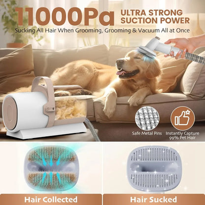 Dog Grooming Vacuum & Dog Hair Vacuum, 11000Pa Suction Power Dog Vacuum for Shedding Grooming, Pet Vacuum Grooming Kit