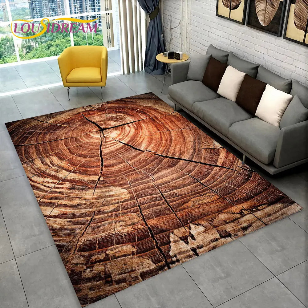 3D Wood Grain Retro Area Rug Large, Non-slip Floor Mat 7~16days