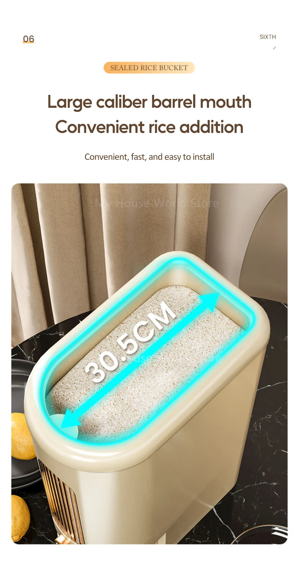 5KG Rice Storage Organizer Automatic Plastic Cereal Dispenser Storage Box Large Capacity Keep Dry Fresh Pet Food Rice Organizer 9~12days