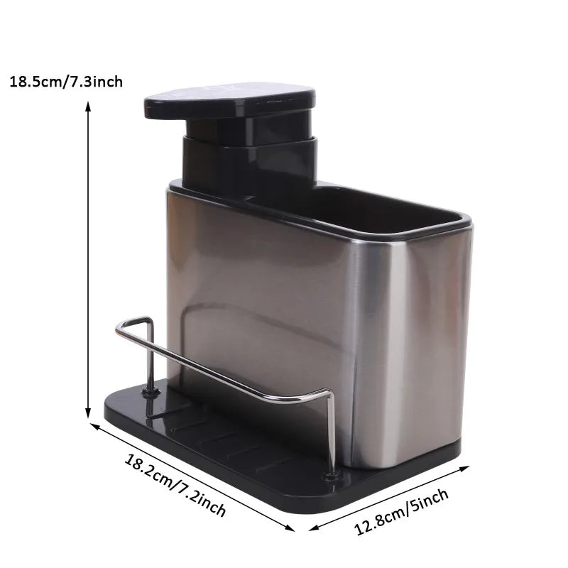 3-in-1 Kitchen Soap Dispenser Sponge Holder Dish Soap Dispenser Stainless Steel Sink Organizer Tray Rustproof Drainer Rack NEW 11~15days