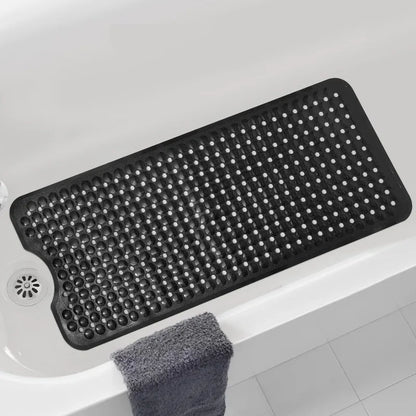 Extra Long Non Slip Bath Tub Mat, Machine Washable (Black) 2~8days