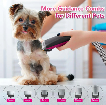 Pet Grooming Vacuum Kits, Dog Hair Remover Grooming with Clippers Nail Trimmer Grinder & Brush for Shedding, Low Noise