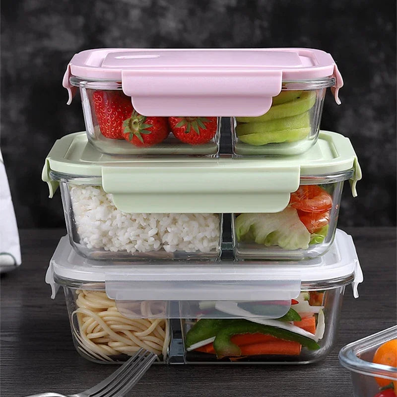 Glass Lunch Box Sealed Fresh-Keeping Box with Lid Portable Student Picnic Box Microwave-Heated Special Food Container Bento Box 5~9days