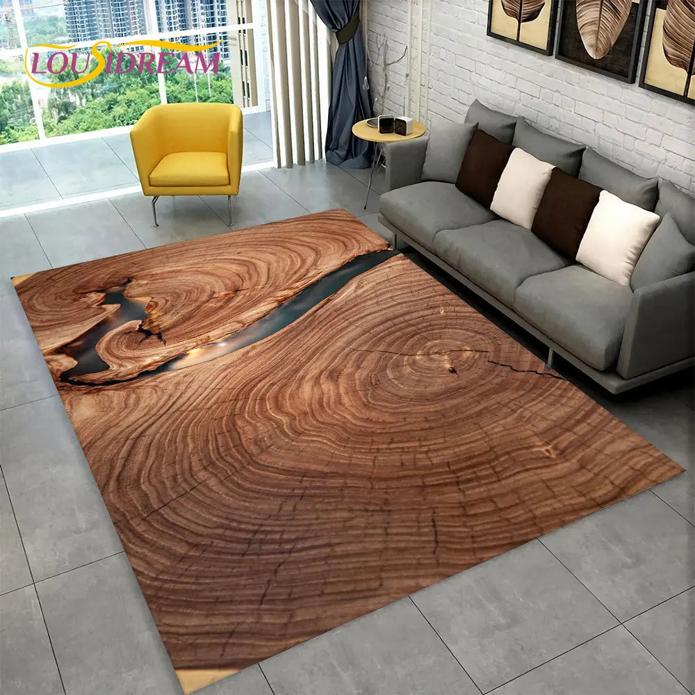 3D Wood Grain Retro Area Rug Large, Non-slip Floor Mat 7~16days