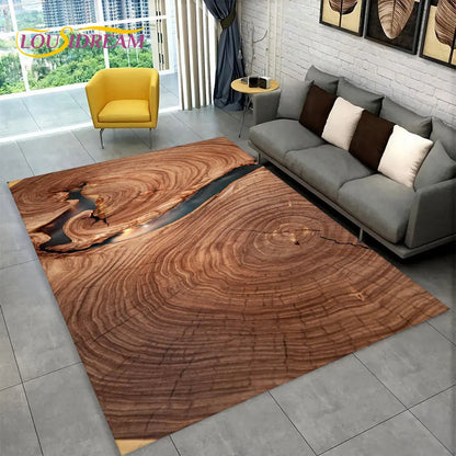 3D Wood Grain Retro Area Rug Large, Non-slip Floor Mat 7~16days