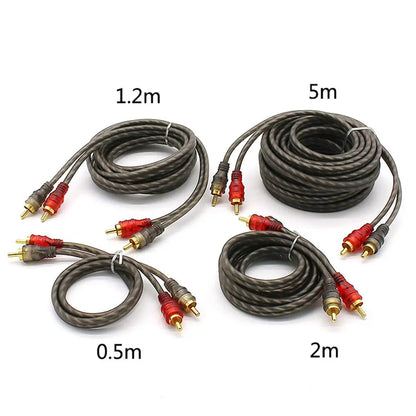 Car Audio Signal Cable 0.5-5M Pure Copper Wire RCA Plug Audio Cord Power Amplifier PVC Cables Line Car Audio System Accessories 7~10days