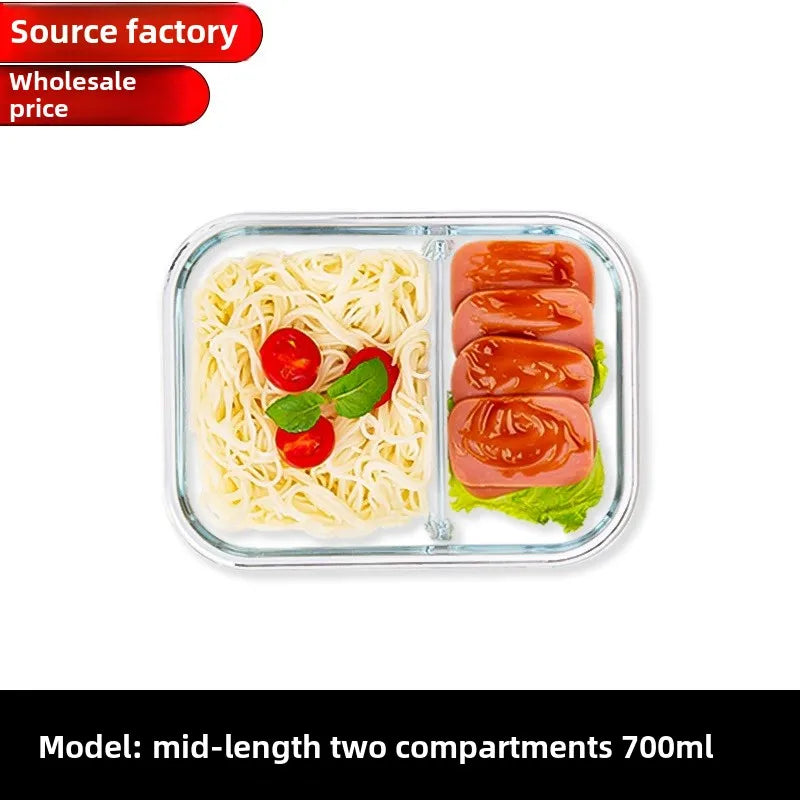 Glass Lunch Box Sealed Fresh-Keeping Box with Lid Portable Student Picnic Box Microwave-Heated Special Food Container Bento Box 5~9days
