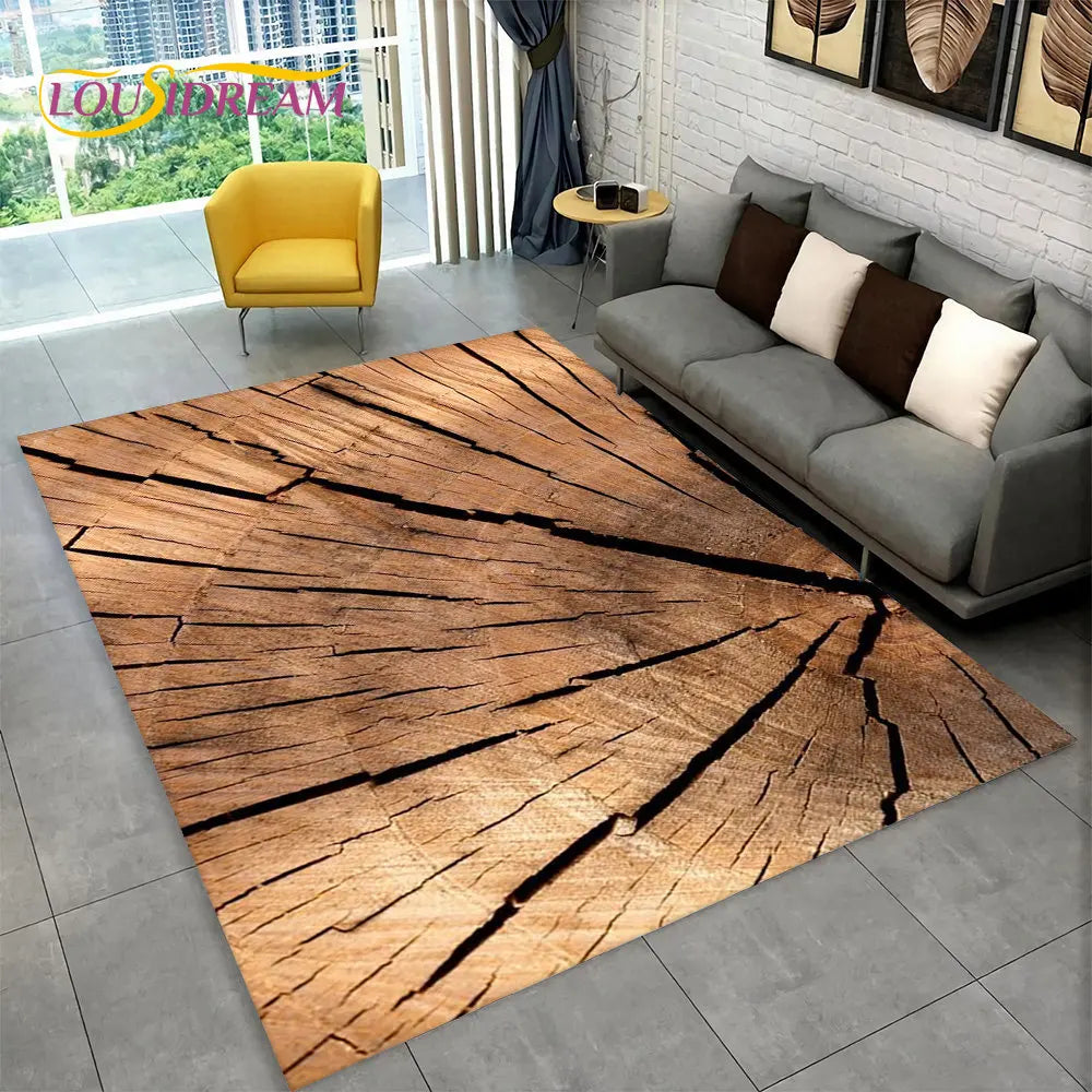 3D Wood Grain Retro Area Rug Large, Non-slip Floor Mat 7~16days